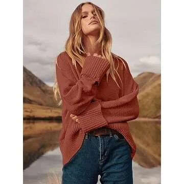 Women's Oversized Fuzzy Knit Sweater for Casual Fall Wear