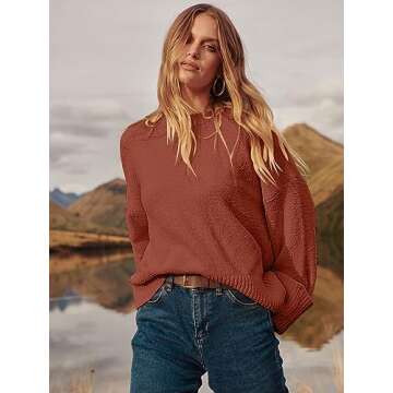 Women's Oversized Fuzzy Knit Sweater for Casual Fall Wear