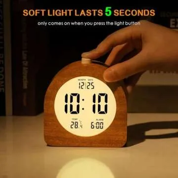 Plumeet Wooden Digital Alarm Clock - Stylish Sapele Design with Snooze