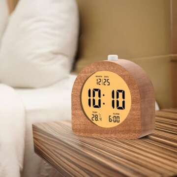 Plumeet Wooden Digital Alarm Clock for Bedrooms, Stylish & Functional