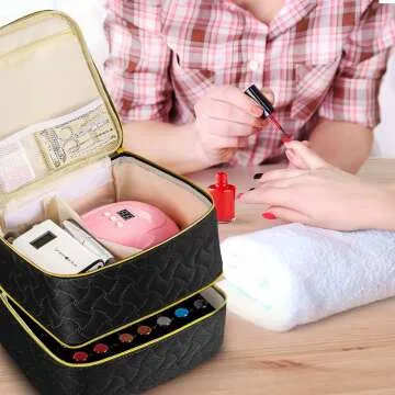 Nail Polish Organizer Case for 42 Bottles (Black)