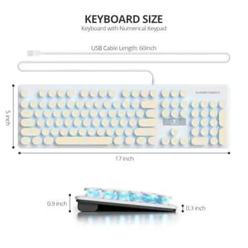 Retro Typewriter LED Keyboard - Quiet & Stylish Design