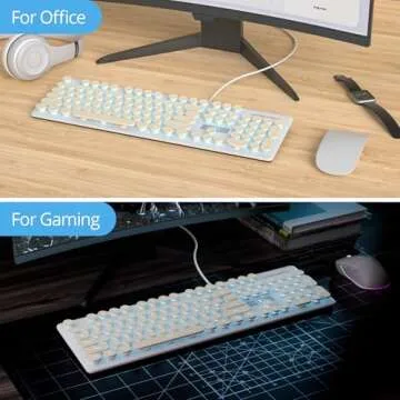 Retro Typewriter LED Keyboard - Quiet & Stylish Design