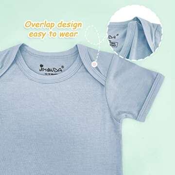 Jimonda Baby Bodysuits Rayon from Bamboo Short Sleeve Baby Boys Girls Rompers Soft Outfits Newborn Clothes (Slate&Sage,6-9 Months)