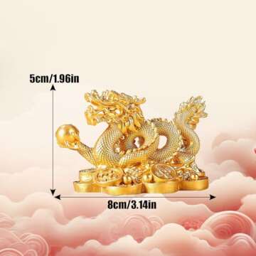 YODOOLTLY Feng Shui Dragon Statue- Chinese Dragon on Ancient Coins Figurine Ornament Attract Wealth ...