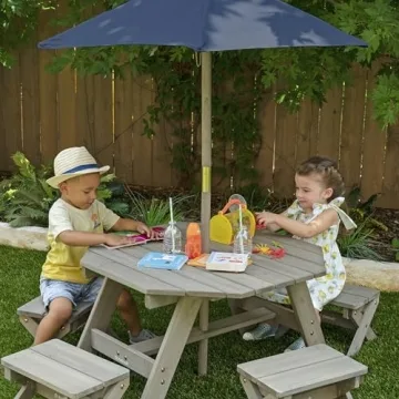 KidKraft Kids’ Wooden Octagon Table & Umbrella Set