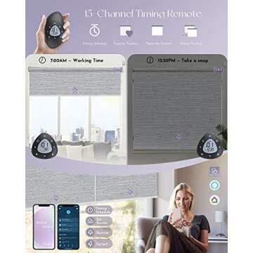 Graywind Motorized Roller Shade 100% Blackout Compatible with Alexa Google Smart Home Control Hardwired Window Shades Thermal Insulated Cordless Window Blinds, Customized Size (Jacquard Grey)