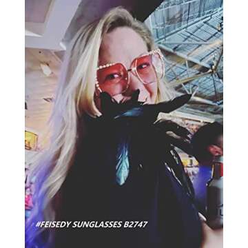 FEISEDY Women Oversized Square Sunglasses Pearl Design Ladies 2021 New Luxury Fashion Big Shades B2747