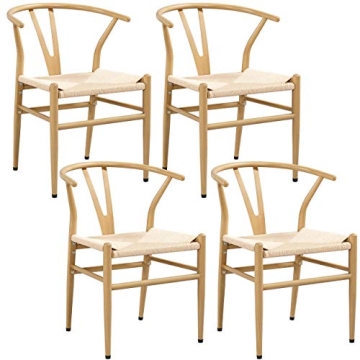 Yaheetech 4 Weave Chairs Stylish Mid-Century Design