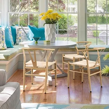 Yaheetech 4 Weave Chairs Stylish Mid-Century Design