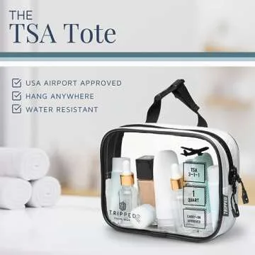 Toiletry Bag Kit Set: Hanging Travel Toiletry Bag + 311 TSA Cosmetic Liquid Bag + Ultralight Accessory Organizer Pouch (White Ripstop)