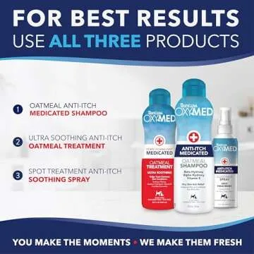 TropiClean OxyMed Dog Shampoo for Allergies and Itching , Medicated Oatmeal Shampoo for Dry Itchy Skin, Seborrhea, & Hot Spots, Cat Safe, 20oz.
