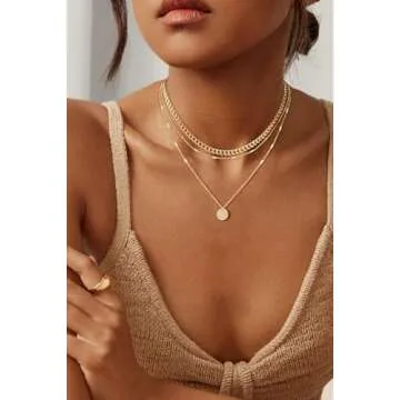 JECOMY 14K Gold Plated Layering Necklaces For Women Gold Necklace Set, Cuban Link, Snake Chain, Paperclip Layered Chains, Twisted Rope and Twisted Chain, Trendy Layering Necklace
