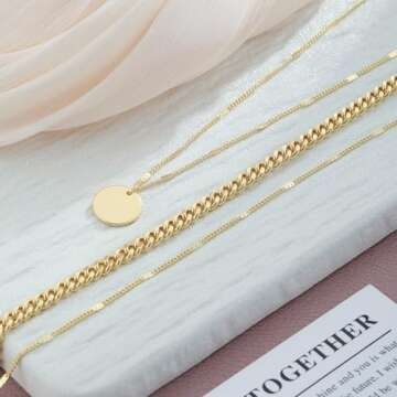 JECOMY 14K Gold Plated Layering Necklaces For Women Gold Necklace Set, Cuban Link, Snake Chain, Paperclip Layered Chains, Twisted Rope and Twisted Chain, Trendy Layering Necklace