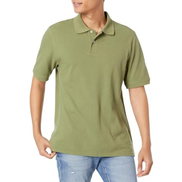 Men's Regular-Fit Cotton Pique Polo Shirt - Light Olive