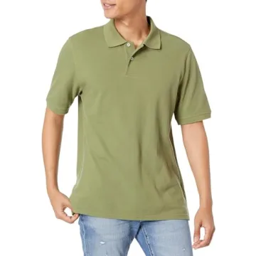 Men's Regular-Fit Cotton Pique Polo Shirt - Light Olive