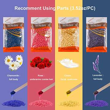 Hair Removal Waxing Kit, Wax Warmer with 4 PC Hard Wax Beans (14.1oz) 20 Wax Applicator Sticks 5 Aluminium Bowls for Full Body, Legs, Face, Eyebrows, Bikini Women Men Painless at Home Waxing