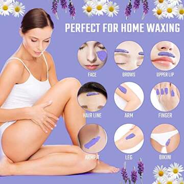 Hair Removal Waxing Kit, Wax Warmer with 4 PC Hard Wax Beans (14.1oz) 20 Wax Applicator Sticks 5 Aluminium Bowls for Full Body, Legs, Face, Eyebrows, Bikini Women Men Painless at Home Waxing
