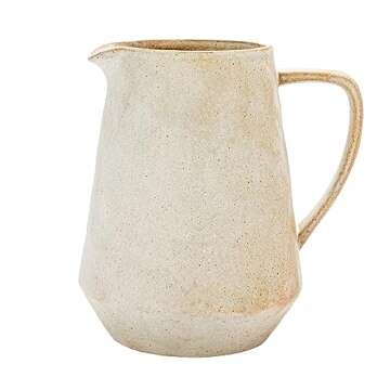Creative Co-Op 8.5 Inches 2.5-Quart Stoneware Reactive Glaze, Cream Pitcher