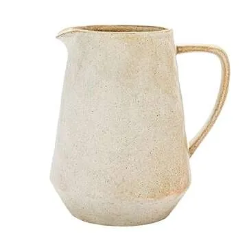 Creative Co-Op 8.5 Inches 2.5-Quart Stoneware Reactive Glaze, Cream Pitcher