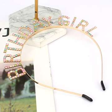 AOPRIE Birthday Girl Headband Tiara for Women & Girls - Happy Birthday Princess Crown Rhinestone Accessory, Gold Colorful