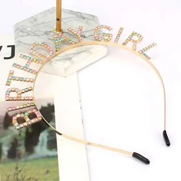 AOPRIE Birthday Girl Headband Tiara for Women & Girls - Happy Birthday Princess Crown Rhinestone Accessory, Gold Colorful