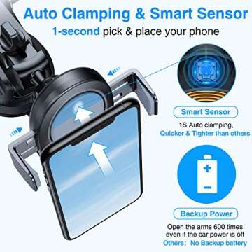 VANMASS 15W Wireless Car Charger Mount, Leading Electric Automatic Clamping Dashboard Air Vent Winds...