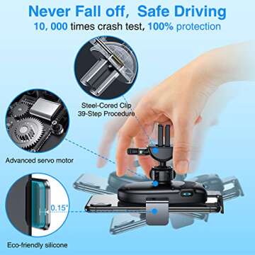 VANMASS 15W Wireless Car Charger Mount, Leading Electric Automatic Clamping Dashboard Air Vent Windshield Phone Holder, Fast Charging Compatible iPhone 12 11 Pro Max Xs X,Samsung S21 S20 S10 Note 20