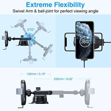 VANMASS 15W Wireless Car Charger Mount, Leading Electric Automatic Clamping Dashboard Air Vent Windshield Phone Holder, Fast Charging Compatible iPhone 12 11 Pro Max Xs X,Samsung S21 S20 S10 Note 20