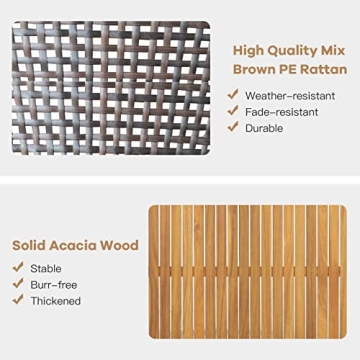 PATIOJOY 4-Piece Outdoor Acacia Wood Conversation Set