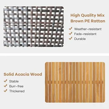 PATIOJOY 4-Piece Outdoor Acacia Wood Conversation Set