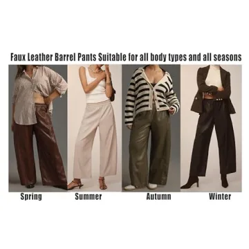 Anoumcy Faux Leather Pants for Women High Waist Wide Leg PU Leather Barrel Palazzo Trousers Pants with Pockets Black M