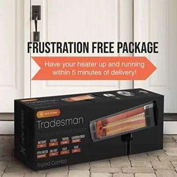 Heat Storm HS-1500-TT Infrared, 7 ft Cord, Tripod + Heater, Black