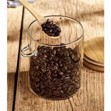 Glass Jars with Bamboo Lids & Bamboo Spoons - 25Oz Glass Storage Container, Large Glass Coffee Nuts Canister Airtight, Hold Coffee Beans, Tea, Flour, Sugar, Nuts, Candy, Bath Salts & More, Decorative