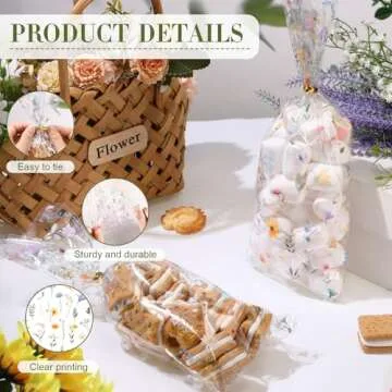 Sweetude Wildflower Party Treat Bags 100 Pcs for Favors