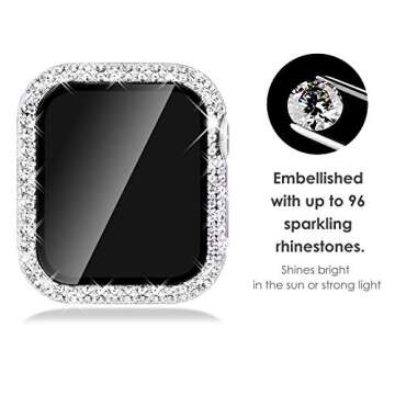 NewWays 2-Pack Bling Compatible for Apple Watch Cases 40mm SE 2022 Series 6 5 4, Protective Bumper f...