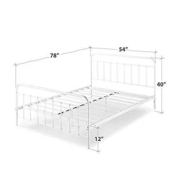 ZINUS Florence Full Panel Metal Platform Bed Frame – Easy Assembly, White