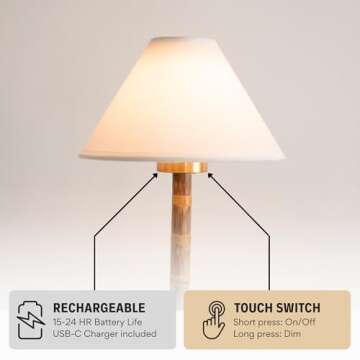 LUXELYKOS Bamboo Cordless LED Table Lamp, Rechargeable Battery, 24-Hour Use, Dimmable Warm Light, Portable Wireless Lamp with Remote for Indoor/Outdoor Use, Home, Patio, Bedroom, Restaurant Décor