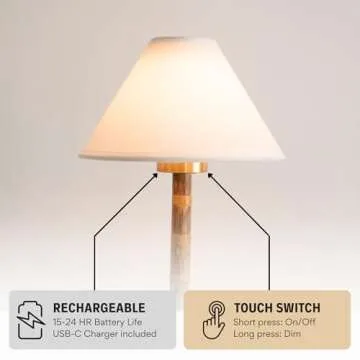 LUXELYKOS Bamboo Cordless LED Table Lamp, Rechargeable Battery, 24-Hour Use, Dimmable Warm Light, Portable Wireless Lamp with Remote for Indoor/Outdoor Use, Home, Patio, Bedroom, Restaurant Décor