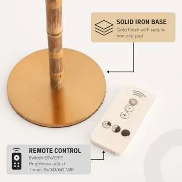 LUXELYKOS Bamboo Cordless LED Table Lamp, Rechargeable Battery, 24-Hour Use, Dimmable Warm Light, Portable Wireless Lamp with Remote for Indoor/Outdoor Use, Home, Patio, Bedroom, Restaurant Décor