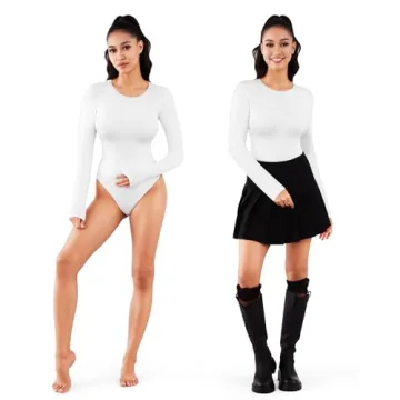 MANGOPOP Women's Long Sleeve Bodysuit for Effortless Style