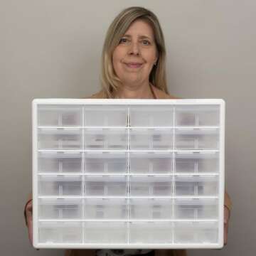 Akro-Mils 10124 24-Drawer Plastic Drawer Storage Cabinet for Garage Organization, Bead Organizer, Le...