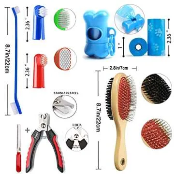 Lobeve Puppy Supplies Starter Kit - 39-Piece Set of Puppy Essentials and Dog Stuff. Includes Dog Leash, Toys, Bowl, Brushes, Water Bottles,and More. Perfect Welcome Home Gift for Your New Puppies