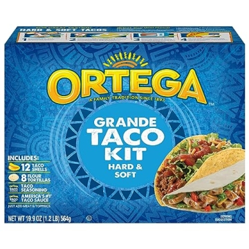 Ortega Grande Taco Kit, 12 Taco Shells & 8 Tortillas, Taco Seasoning and Taco Sauce