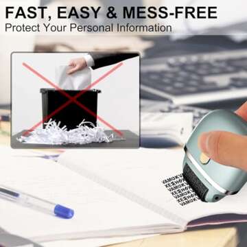 Lomil Identity Protection Roller Stamps - Wide Identity Theft Protection Stamp for ID Blockout with Refills - Privacy Confidential and Address Blocker (Blue, 2 Pack)