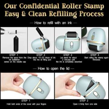 Lomil Identity Protection Roller Stamps - Wide Identity Theft Protection Stamp for ID Blockout with Refills - Privacy Confidential and Address Blocker (Blue, 2 Pack)