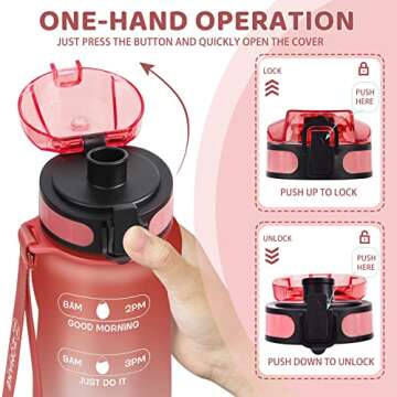 ZOMAKE 32oz Motivational Water Bottle with Times to Drink,Time Marker & Removable Strainer,Fast Flow,Leakproof Tritan BPA Free Non-Toxic Water Jug for Fitness,Gym,Sports Rose Gold(Upgrade)