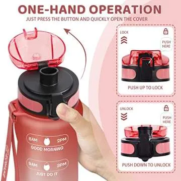 ZOMAKE 32oz Motivational Water Bottle with Times to Drink,Time Marker & Removable Strainer,Fast Flow,Leakproof Tritan BPA Free Non-Toxic Water Jug for Fitness,Gym,Sports Rose Gold(Upgrade)