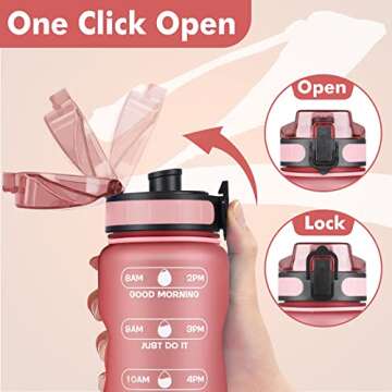ZOMAKE 32oz Motivational Water Bottle with Times to Drink,Time Marker & Removable Strainer,Fast Flow,Leakproof Tritan BPA Free Non-Toxic Water Jug for Fitness,Gym,Sports Rose Gold(Upgrade)
