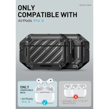 SUPCASE for AirPods Pro 3 Case with Lock & Carabiner, IP68 Waterproof Military-Grade Protection